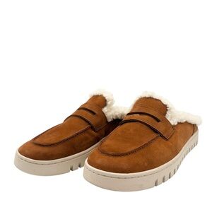 Vionic Uptown Mule, Size 7.5, Slip-On Loafers with Shearling, Brandy Nubuck